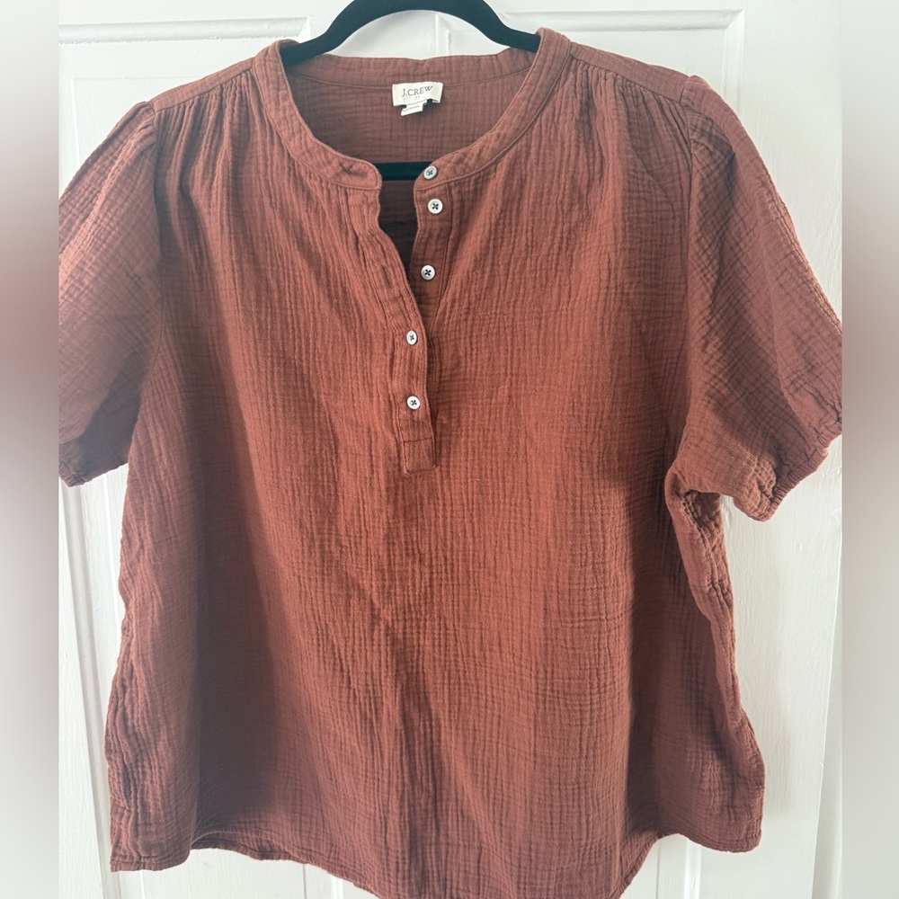 J. Crew Warm Brown XXL Short Sleeve Top